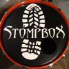 1 color cut vinyl on black bass drum head.