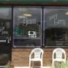 Custom design etched vinyl on glass window.
